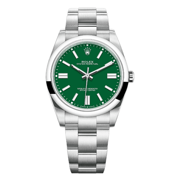 Rolex Oyster Perpetual Green Index Dial Watch – Green & Dial