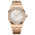 Audemars Piguet Royal Oak Selfwinding Pink Gold Silver Dial with Diamond Bezel Watch