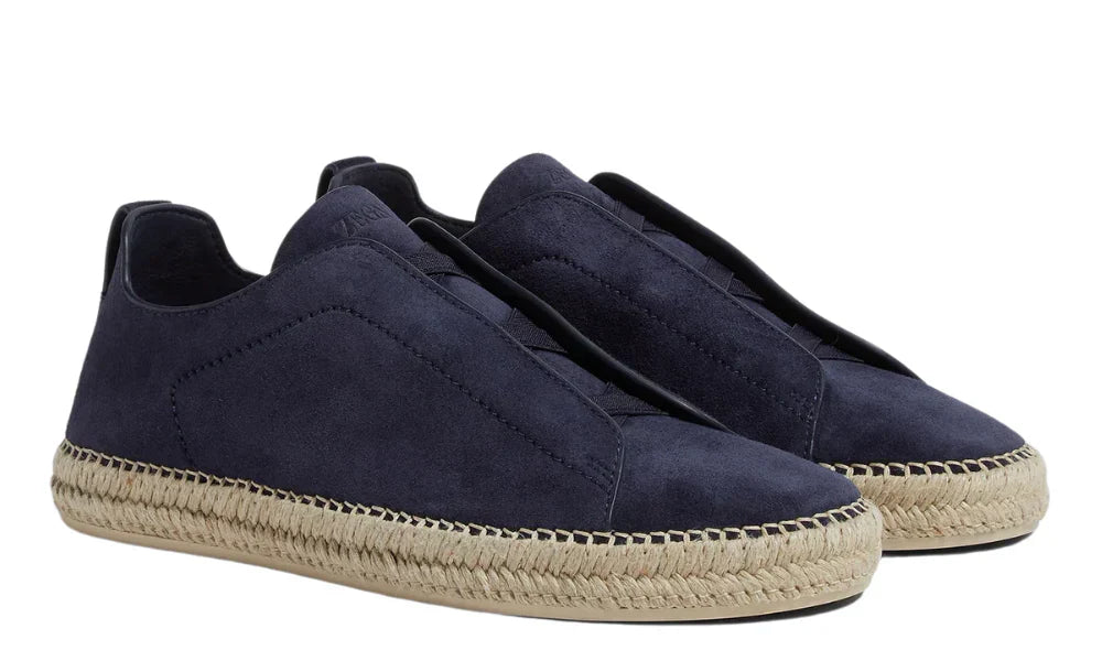Zegna Triple Stitch Espadrille Dark Blue Shoes