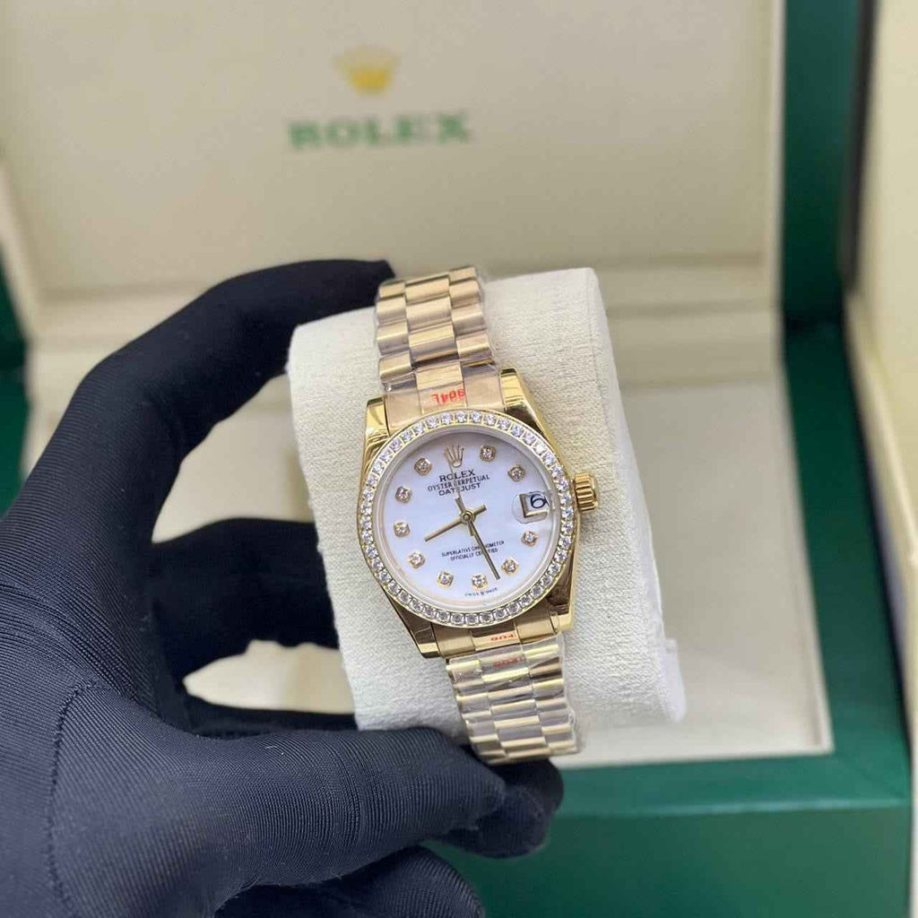 Rolex Datejust White Diamond Dial Bezel Watch – White & Diamond & Dial