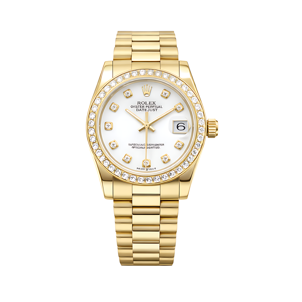 Audemars Piguet Royal Oak Yellow Gold White Diamond Dial Watch