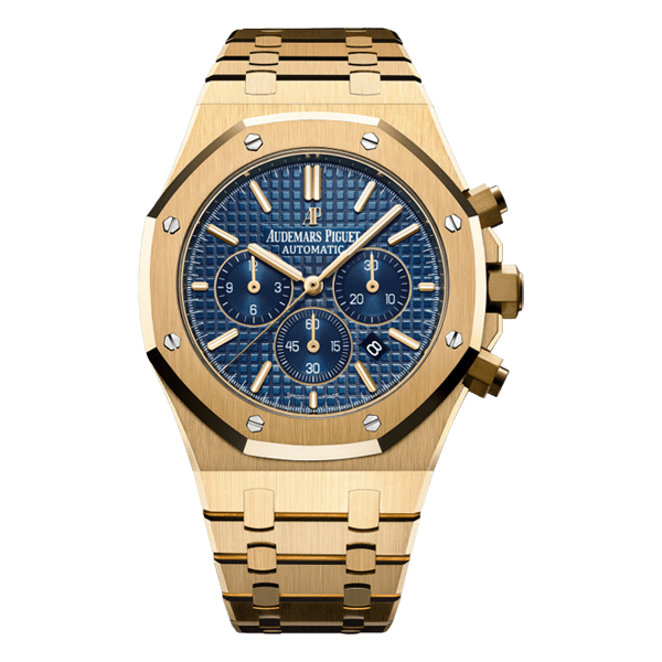 Audemars Piguet Royal Oak Selfwinding Chronograph Yellow Gold Blue Dial 18kt 41mm Watch