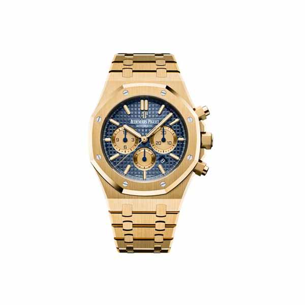 Audemars Piguet Royal Oak Selfwinding Chronograph Yellow Gold Blue Dial Watch