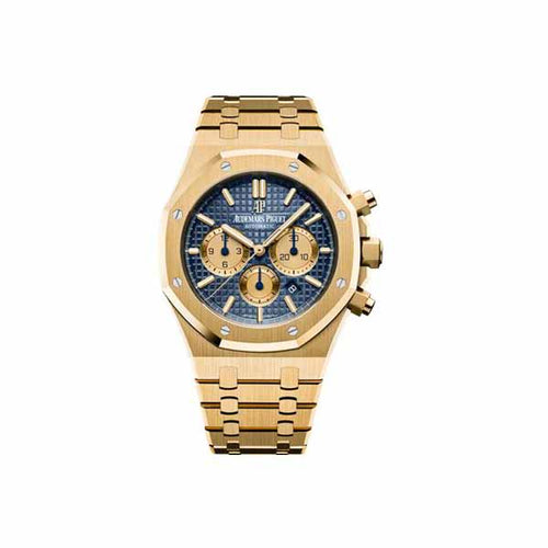 Audemars Piguet Royal Oak Selfwinding Chronograph Yellow Gold Blue Dial Watch