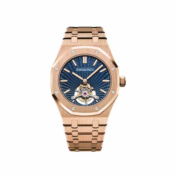Audemars Piguet Royal Oak Selfwinding Flying Tourbillon Pink Gold Smoked Blue Dial 18kt Rose 41mm Watch