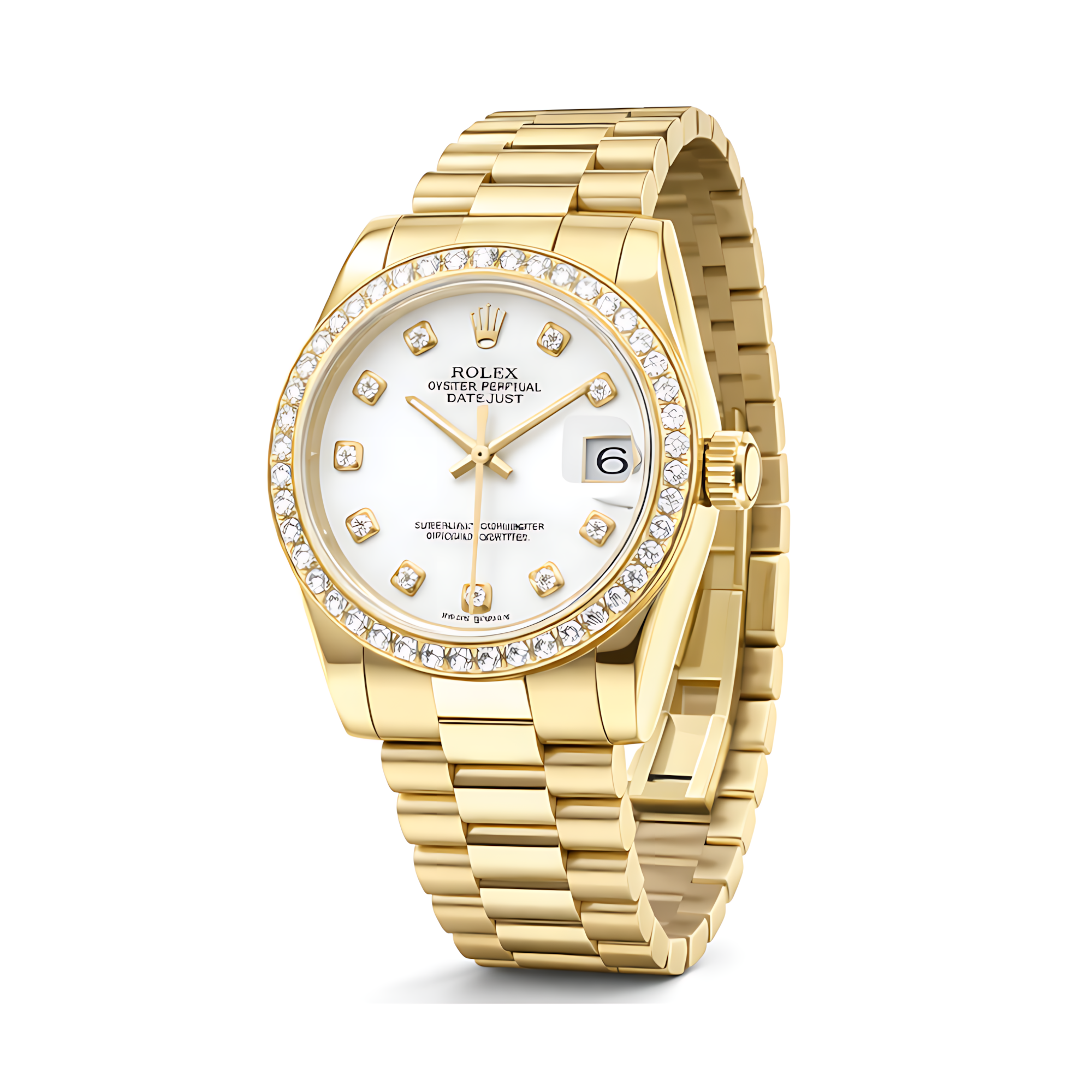 Audemars Piguet Royal Oak Yellow Gold White Diamond Dial Watch