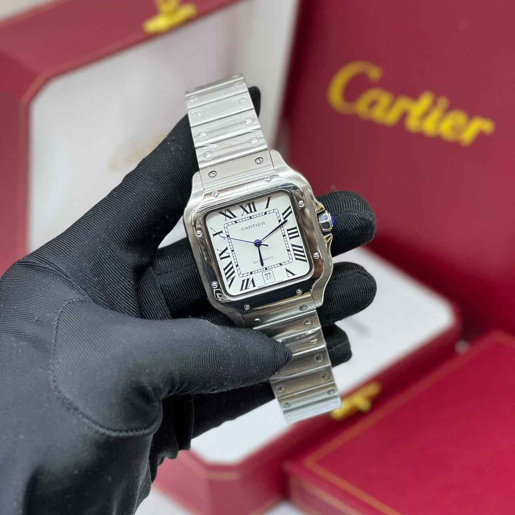 Cartier Santos de Stainless Steel Silvered Watch