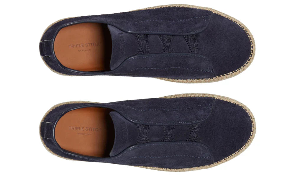 Zegna Triple Stitch Espadrille Dark Blue Shoes