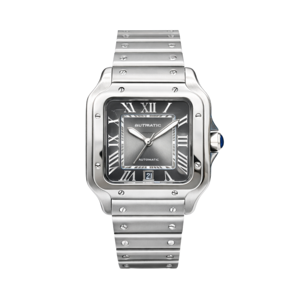Cartier Santos de silver & Graduated Green Dial Watch
