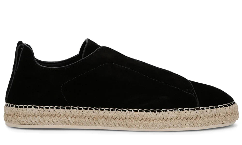 Zegna Triple Stitch Espadrille Black Shoes