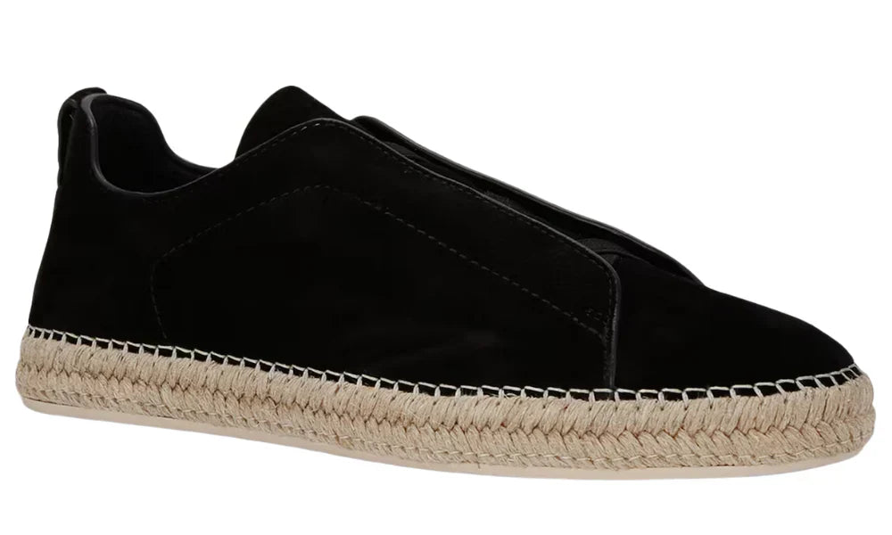 Zegna Triple Stitch Espadrille Black Shoes