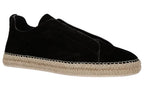Zegna Triple Stitch Espadrille Black Shoes