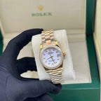 Audemars Piguet Royal Oak Yellow Gold White Diamond Dial Watch