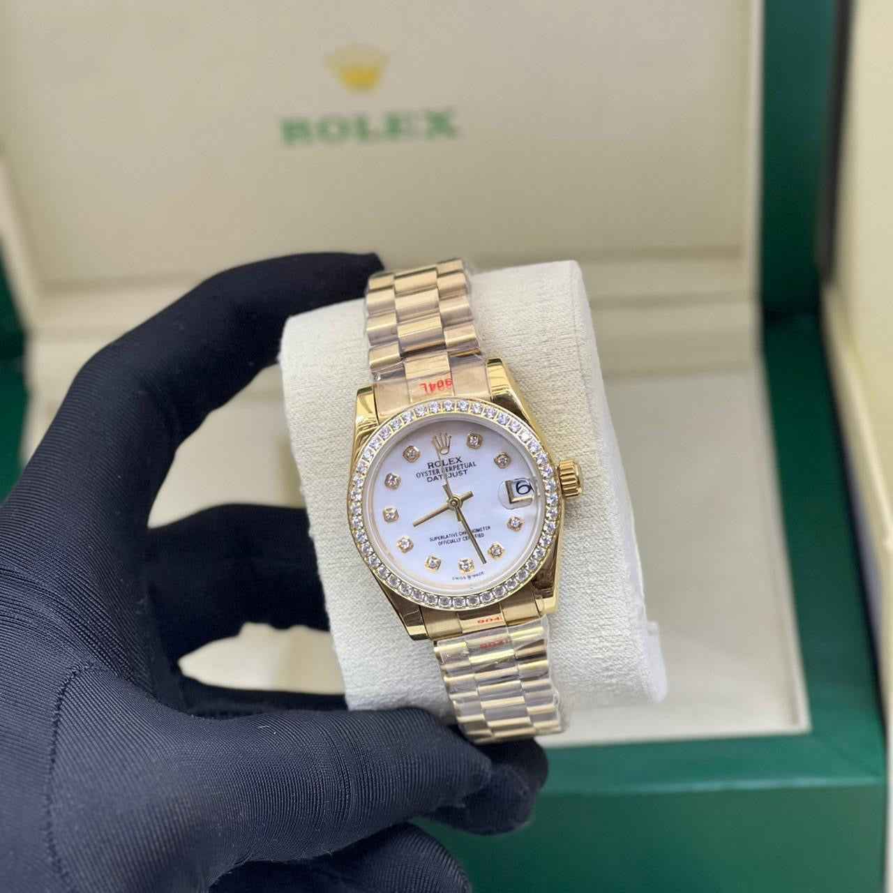 Audemars Piguet Royal Oak Yellow Gold White Diamond Dial Watch