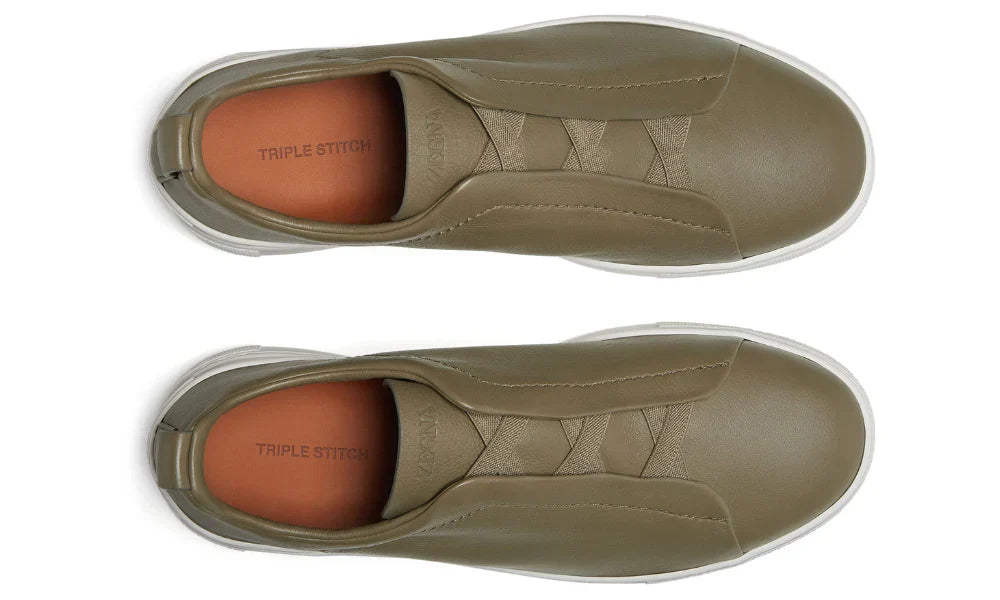Zegna Triple Stitch Olive Green Sneaker – Men’s Edition