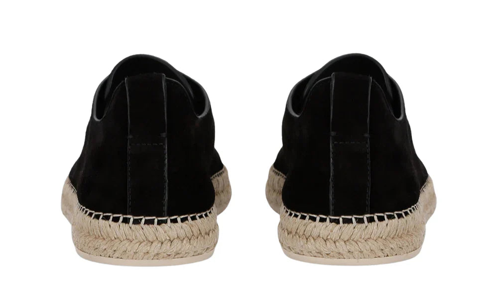 Zegna Triple Stitch Espadrille Black Shoes