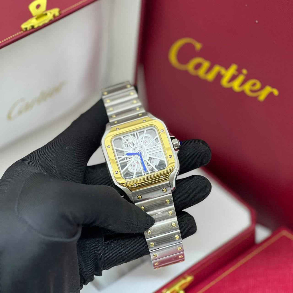 Cartier Santos Skeleton Two-Tone Steel & Yellow Gold Watch