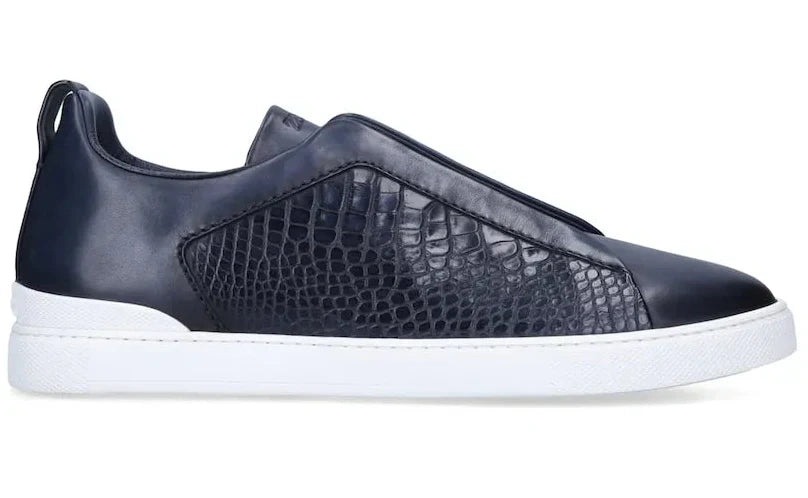 Zegna Triple Stitch Navy Blue Sneaker – Men’s Edition