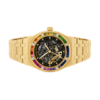 Audemars Piguet Rainbow Bezel Frosted Gold Skeleton Dial Gold Watch