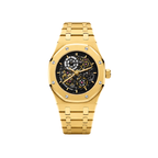 Audemars Piguet Royal Oak Double Balance Black Dial Wheel Skeleton Gold Watch