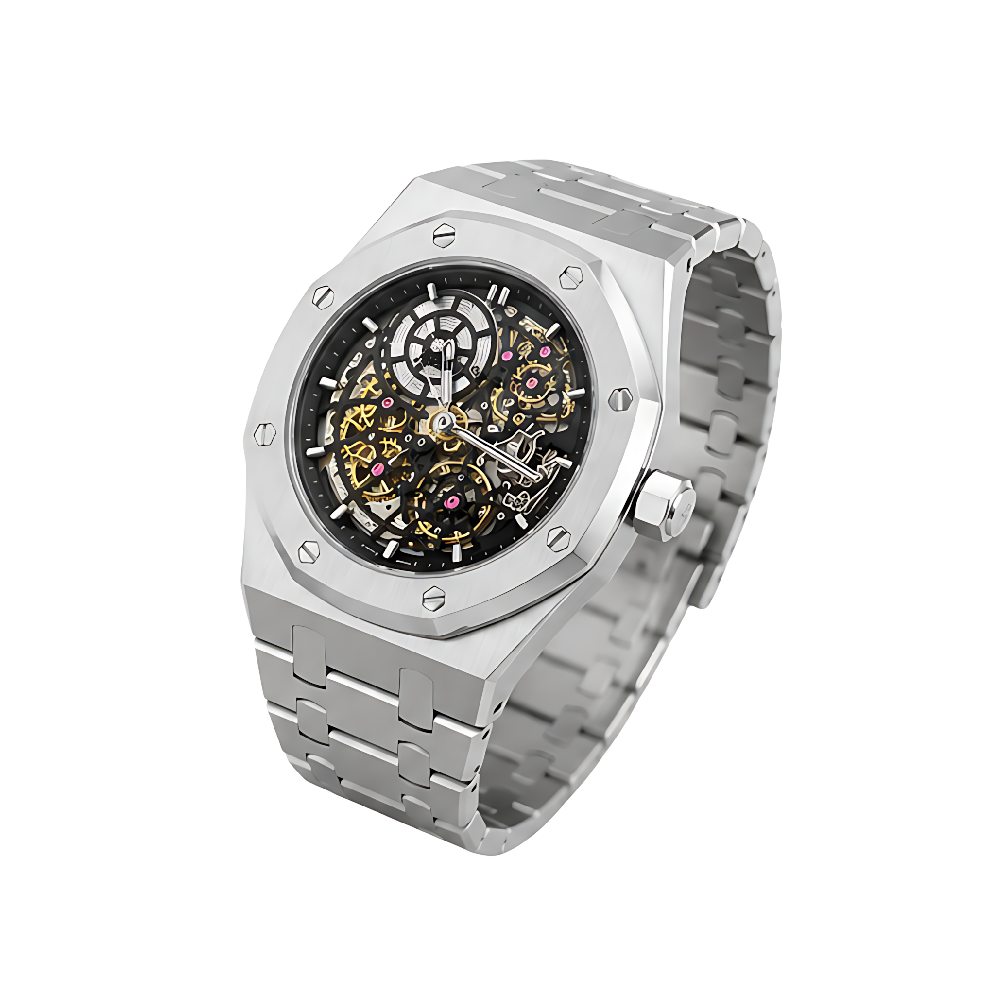 Audemars Piguet White Skeleton Dial Silver Watch – White & Silver & Skeleton