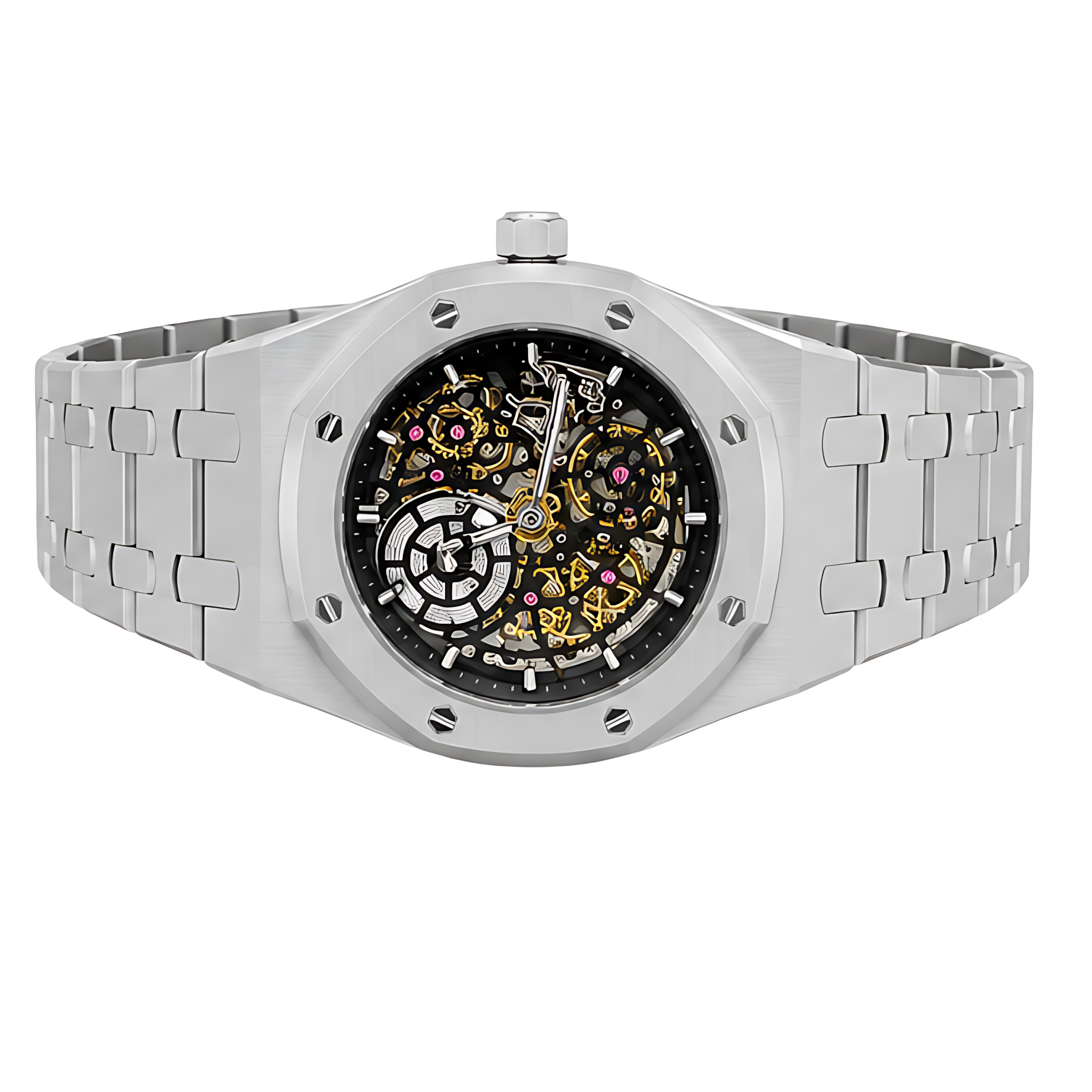 Audemars Piguet White Skeleton Dial Silver Watch – White & Silver & Skeleton