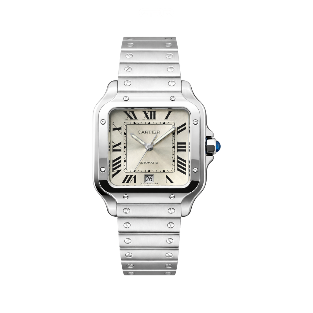 Cartier Santos de Automatic White Dial Silver Watch – White & Silver & Dial