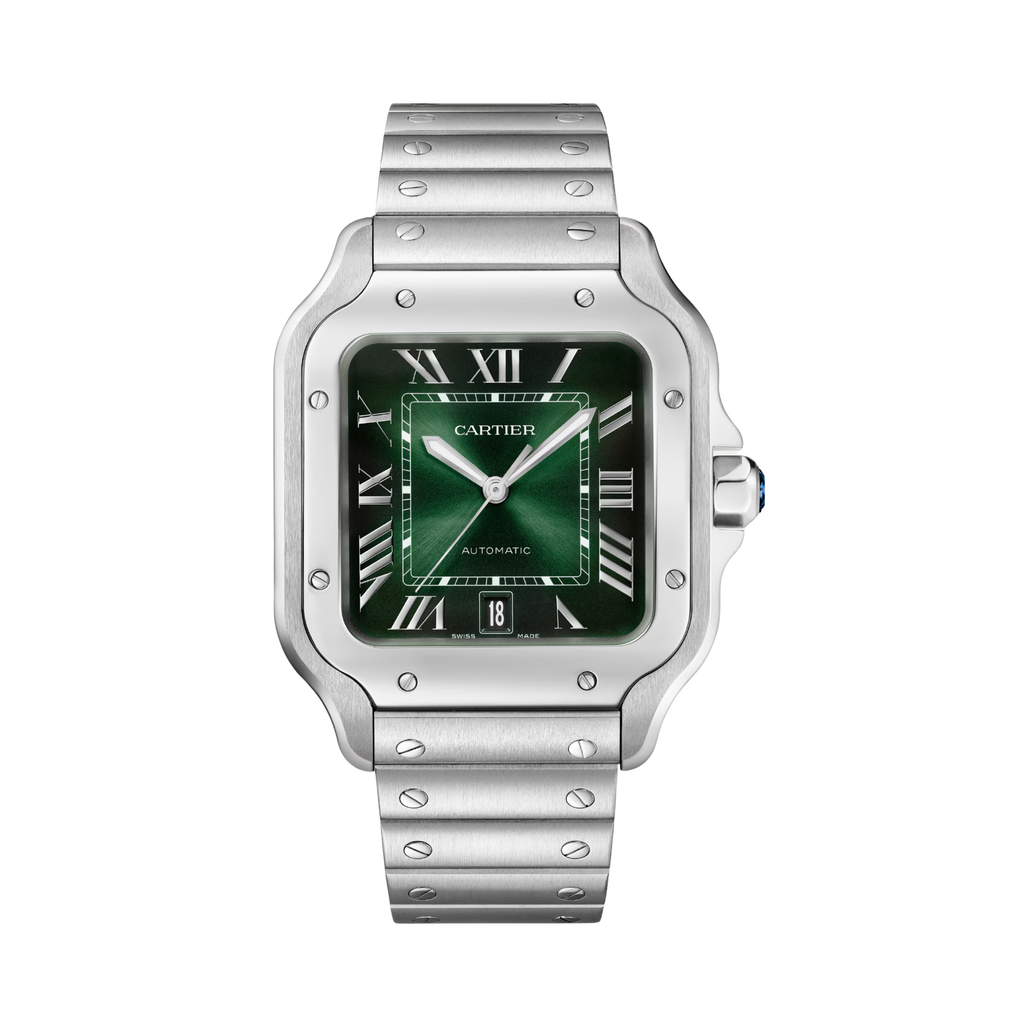 Cartier Santos de Large Green Dial Stainless Steel Watch
