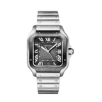 Cartier Santos de Silver&Black Sunburst Dial Watch – Black & Silver & Dial