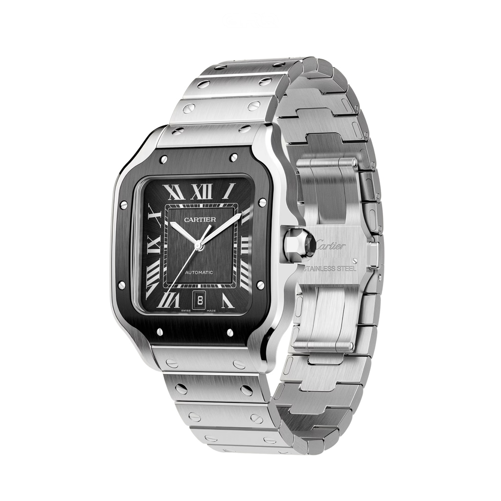 Cartier Santos de Steel Black Dial Watch – Black & Dial