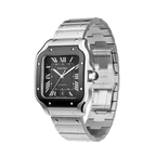 Cartier Santos de Silver&Black Sunburst Dial Watch – Black & Silver & Dial