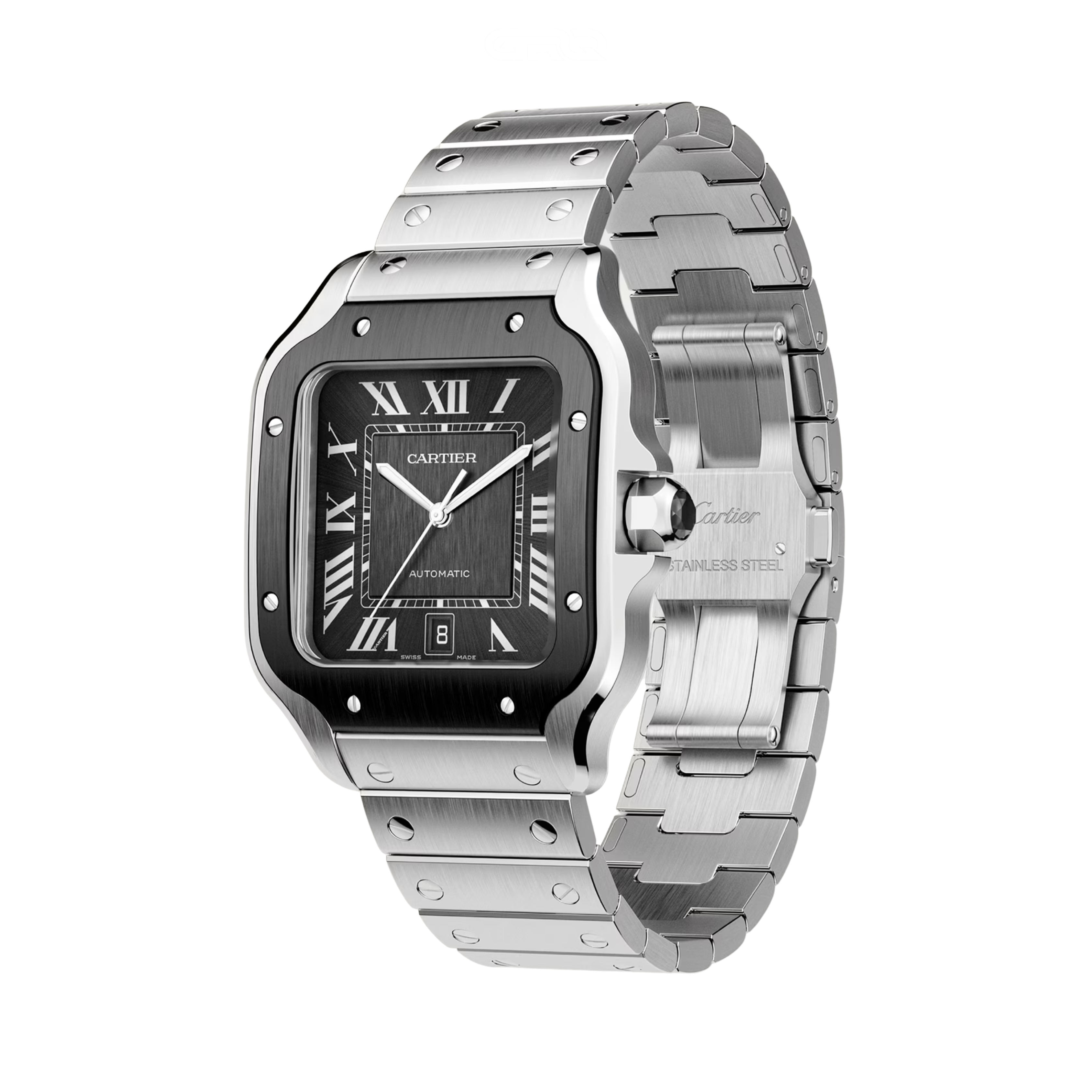 Cartier Santos de Stainless Steel With Green Sunburst Dial Watch
