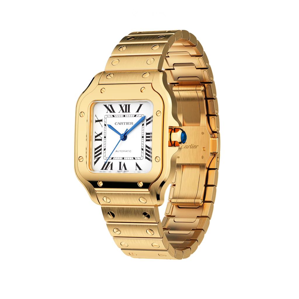 Cartier Santos de Yellow Gold White Dial Watch – White & Gold & Yellow