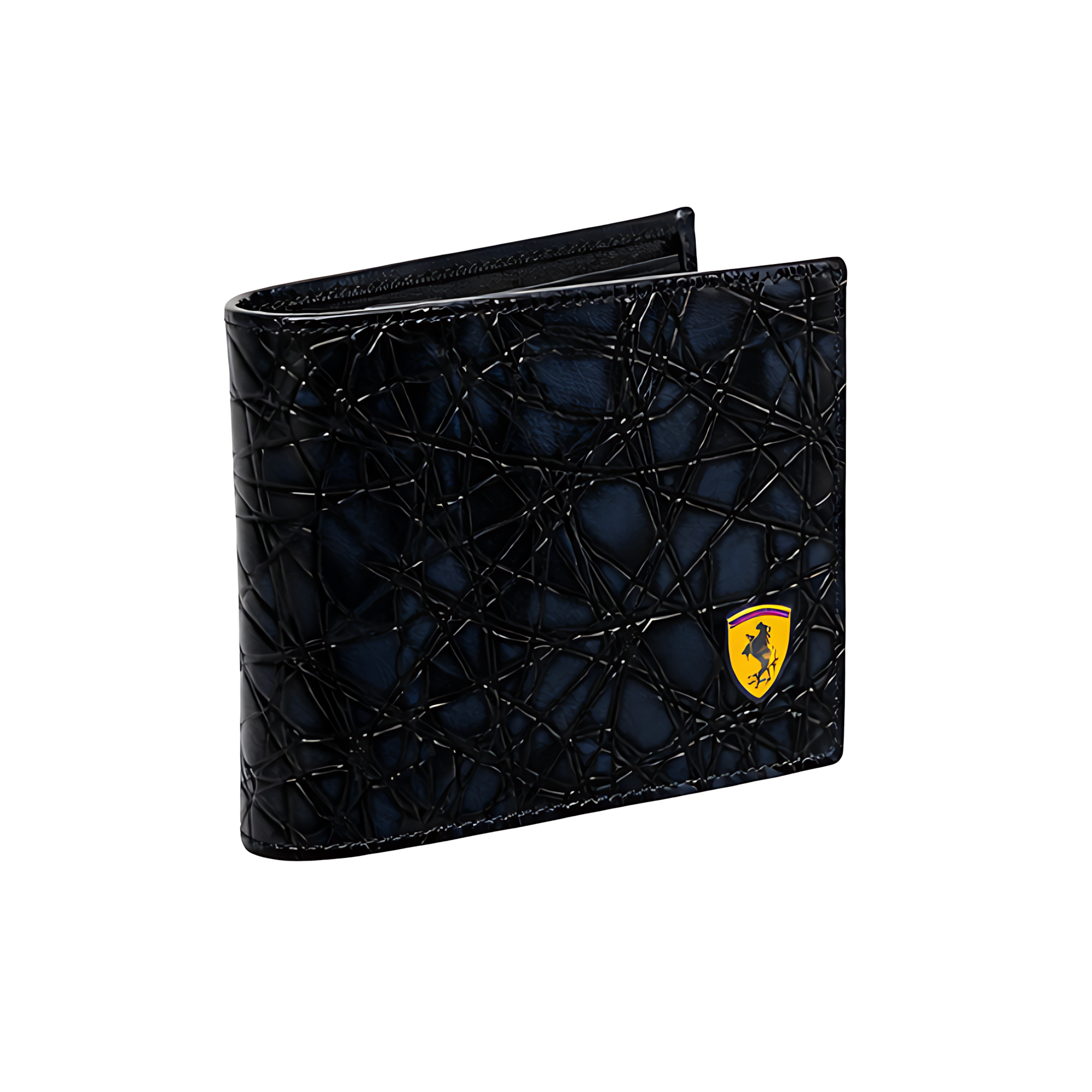 Ferrari Bi Fold Blue Black Leather Horse Wallet