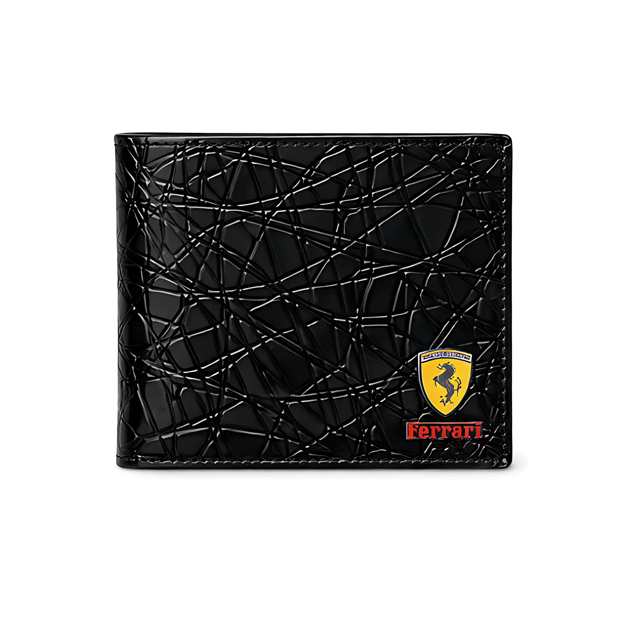 Ferrari Premium Bi Fold Black Leather Wallet – Black & Leather