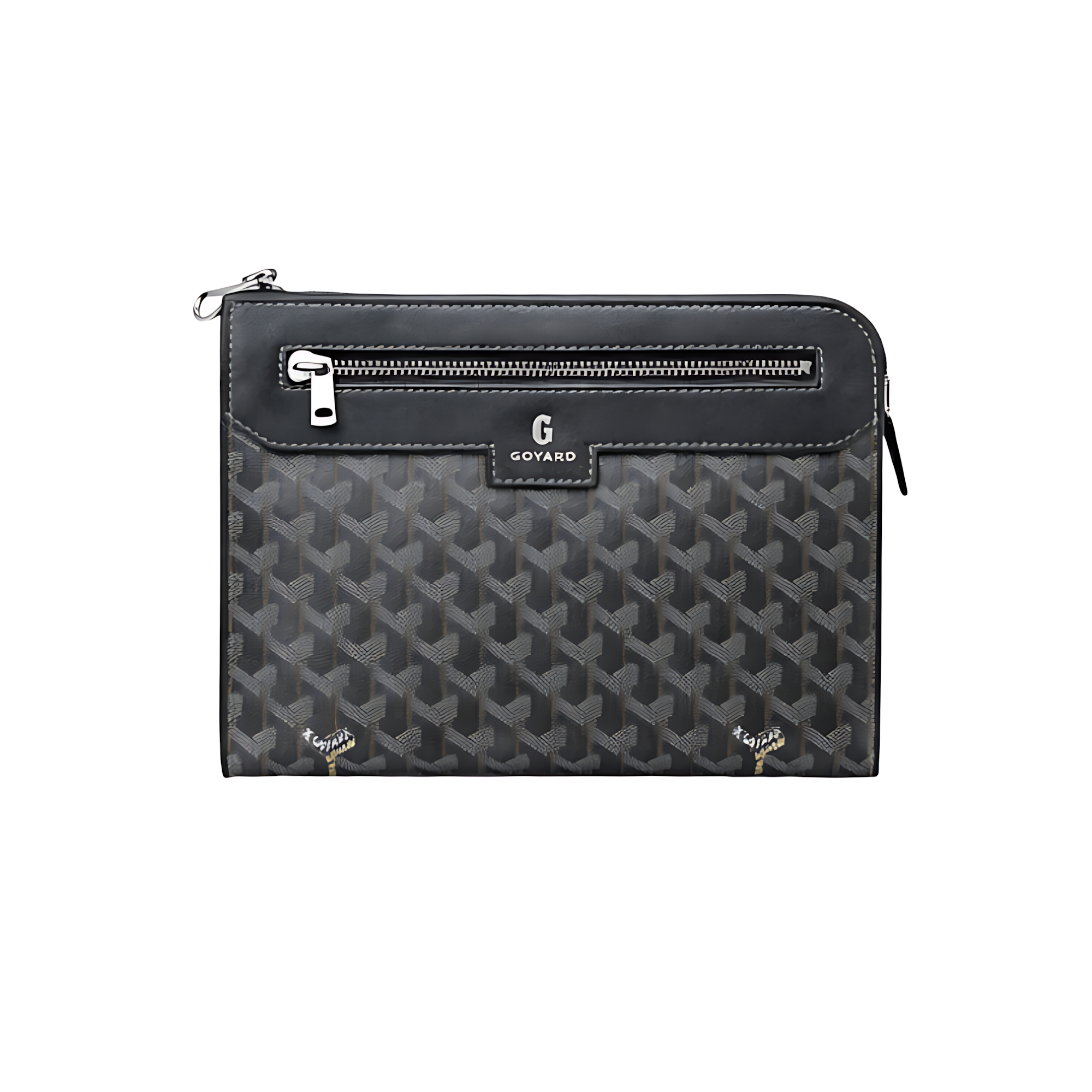 Goyard Flat Black Leather Pouch – Black & Leather