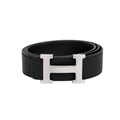 Hermès Black Silver Logo Belt – Black & Silver & Logo