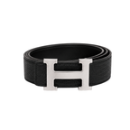 Hermès Black Silver Logo Belt – Black & Silver & Logo