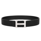 Hermès Black Silver Logo Belt – Black & Silver & Logo