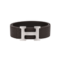 Hermès Dark Brown Silver Logo Belt – Brown & Silver & Dark Brown