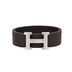 Hermès Dark Brown Silver Logo Belt – Brown & Silver & Dark Brown