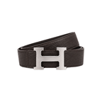 Hermès Dark Brown Silver Logo Belt – Brown & Silver & Dark Brown