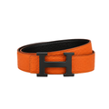 Hermès Orange Black Logo Belt – Black & Orange & Logo