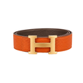 Hermès Orange Gold Logo Belt – Gold & Orange & Logo