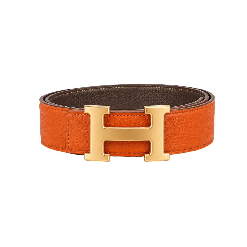 Hermès Orange Gold Logo Belt – Gold & Orange & Logo