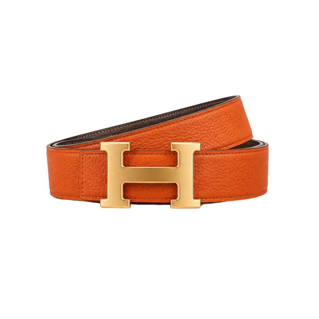 Hermès Orange Gold Logo Belt – Gold & Orange & Logo