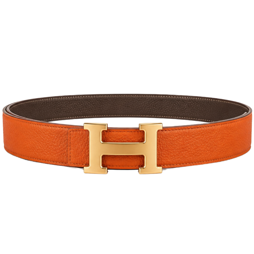 Hermès Orange Gold Logo Belt – Gold & Orange & Logo