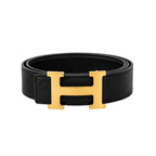 Hermès Black Gold Logo Belt – Black & Gold & Logo