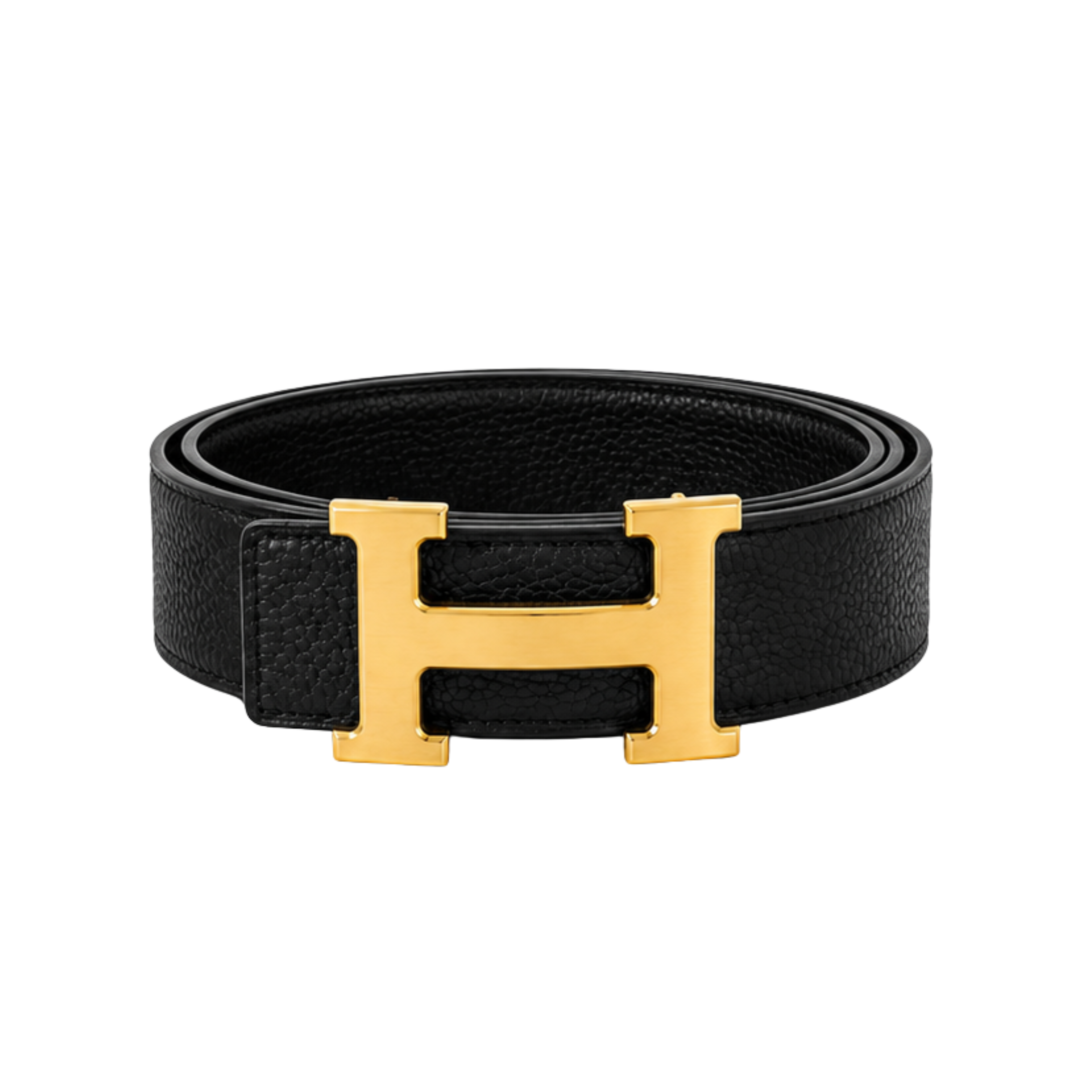 Hermès Black Gold Logo Belt – Black & Gold & Logo
