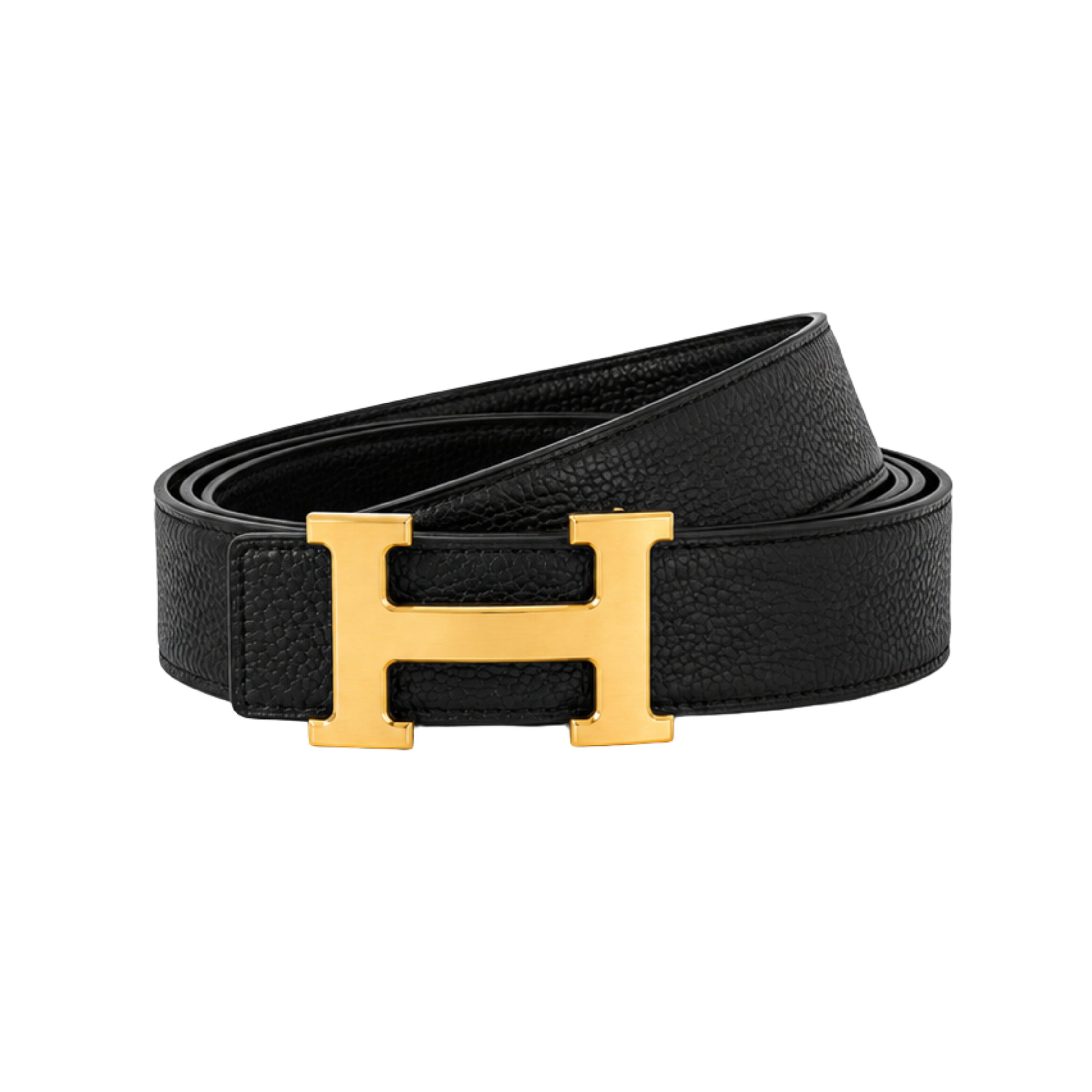 Hermès Black Gold Logo Belt – Black & Gold & Logo